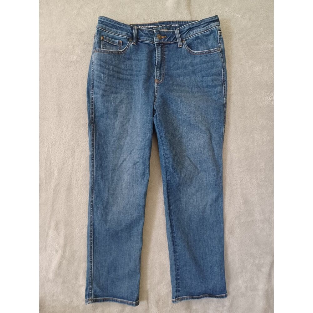 Chicos Jeans Sz 12 32x26 DefineMe Straight Leg Ankle High Waist Stretch Slimming